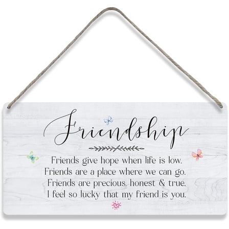Country Style Wall Decor Friendship Wooden Signs Rustic Friends Give Hope Quote Hanging Wall Plaque Sign Home Decor Presents 10x5 Inch