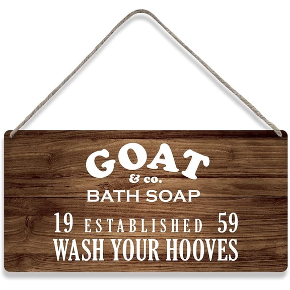Country Style Wall Decor Funny Goat Bathroom Wooden Signs Rustic Hanging Wall Plaque Sign Home Decor Goat Lovers Present 10x5 Inch
