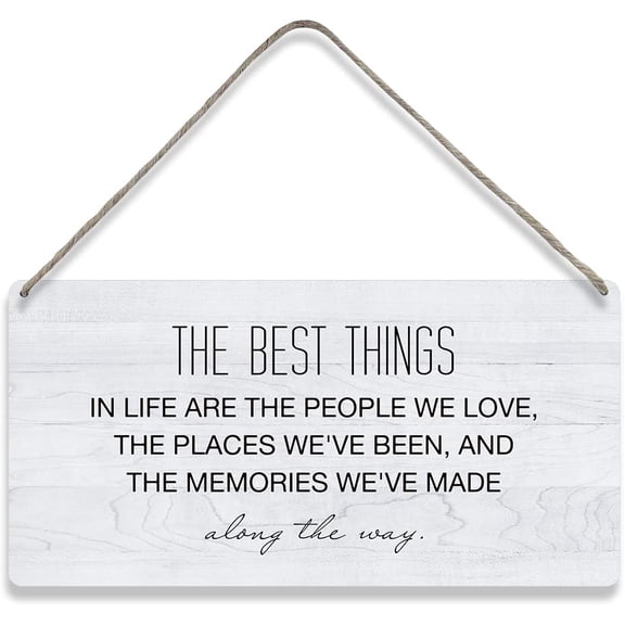 Country Style Wall Decor Inspirational Wooden Signs Rustic the Best Things in Life are the People We Love Hanging Wall Plaque Sign Home Decor Presents 10x5 Inch