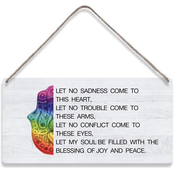 Country Style Wall Decor Inspirational Wooden Signs Rustic Let No Sadness Come to This Heart Hanging Wall Plaque Sign Home Decor Presents 10x5 Inch