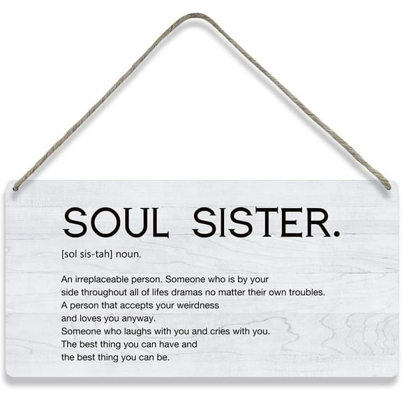Country Style Wall Decor Sister Wooden Signs Rustic Soul Sister Hanging Wall Plaque Sign Home Decor Presents 10x5 Inch