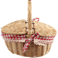 Country Style Wicker Picnic Basket Hamper with Lid and Handle & Liners