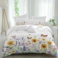 thumbnail image 1 of Country Sunflower 4 Piece Duvet Cover Set Twin Size Daisy Butterfly Lavender Farm Botanical Soft Bedding Set Comforter Cover, 1 Duvet Cover 1 Flat Sheets and 2 Pillowcases, 1 of 9