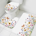 thumbnail image 1 of Country Sunflower Bathroom Rugs Set Daisy Butterfly Retro Farmhouse Botanical Non Slip Absorbent Soft Bath Mats 3 Piece Set with Bathroom Rug, U-Shaped Floor Mat, Toilet Seat Cover Large Size, 1 of 9
