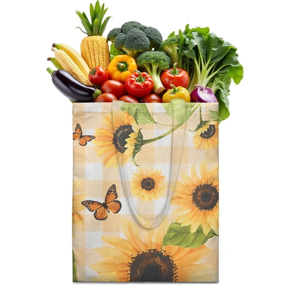 Country Sunflower Farm Theme Reusable Grocery Bag - Foldable & Large Capacity Tote for Parents