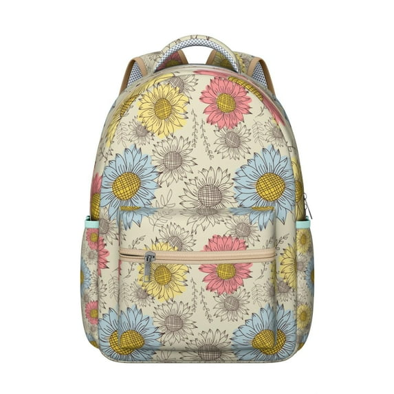 Country Sunflower Farm Theme Students Backpack Lightweight, Adjustable Strap School Bag with Retro Sunflower Graphic for Student and Student