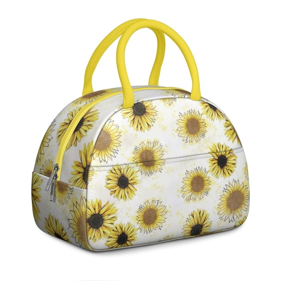 Country Sunflower Lunch Bag – Reusable Floral Tote for Women with Rustic Bee & Bloom Print, Insulated and Spacious for Summer Lunches