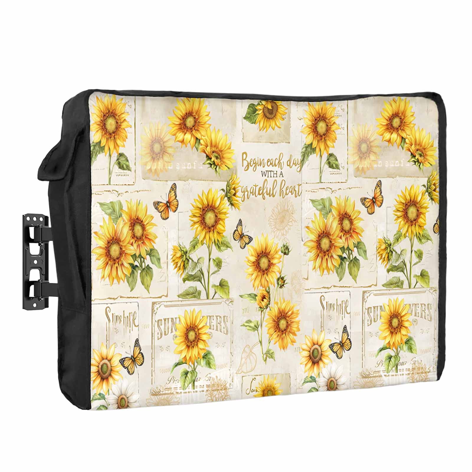 Country Sunflower Waterproof Outdoor TV Cover, Butterfly Vintage ...