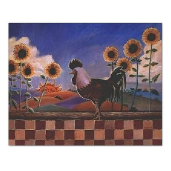 Country Sunflowers Chicken Hen Rooster Kitchen Wall Picture 16x20 Art Print