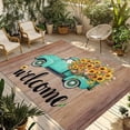 thumbnail image 1 of Country Sunflowers Outdoor Rug for Patio/Deck/Porch, Non-Slip Large Area Rug 4 x 6 Ft, Welcome Rustic Truck Floral Farm Brown Indoor Outdoor Rugs Washable Area Rugs, Camping Rug Carpet Runner, 1 of 8