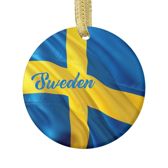 Country Sweden Flag Swedish Flag Hometown, Travel Keepsake Souvenir Ceramic Christmas Ornament Xmas Holiday Tree Gift