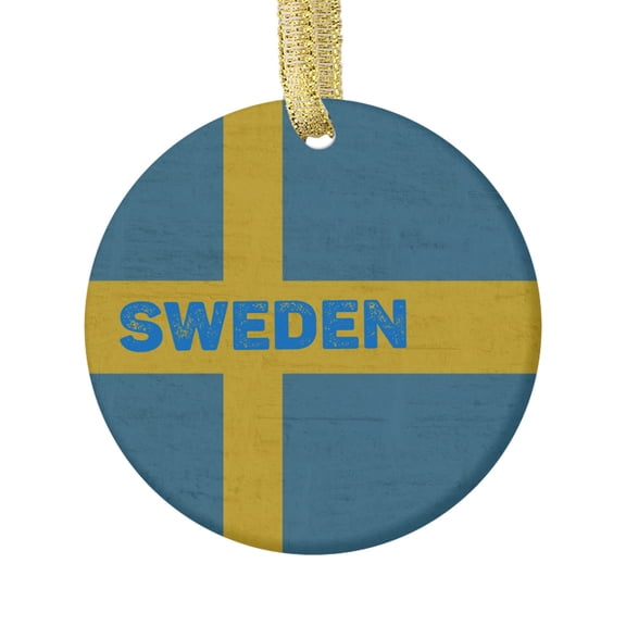 Country Sweden Flag Swedish Flag Keepsake Souvenir Ceramic Christmas Ornament Xmas Holiday Tree Gift