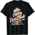 thumbnail image 1 of Country Texas Music Retro Country Music Guitar Cowboy Hat T-Shirt Black Small, 1 of 4