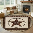 thumbnail image 1 of Country Texas Star Round Area Rug 5 FT, Non Slip Bedroom Area Rug, Brown Farmhouse Vintage Wooden Washable Soft Circular Carpet Non-Shedding Floor Mat for Kitchen Dining Room Foyer Balcony Dorm, 1 of 9
