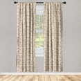 thumbnail image 1 of Country Themed Window Curtains, Retro Repetitive Feathery Leaves with Plaid Gingham Pattern, Lightweight Decor 2-Panel Set with Rod Pocket, Pair of - 28"x63", Cinnamon White Cadet Blue, by Ambesonne, 1 of 3