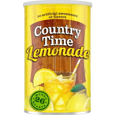 Country Time Lemonade Powdered Drink Mix, 1 Canister, for Flavorful Hydration and Shareable Refreshment, Naturally Flavored with Other Natural Flavor, No Artificial Sweeteners or Flavors, 63 oz