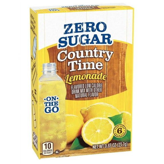 Country Time Lemonade Zero Sugar On The Go 6 Sachet Drink Mix 23.7g (Pack of 4)
