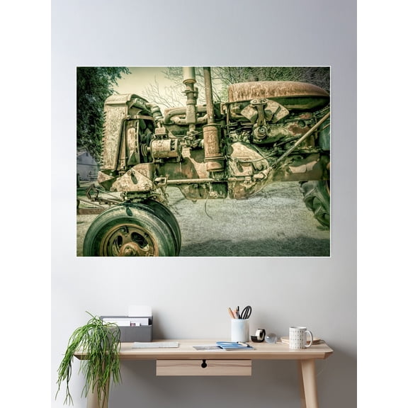 Country Time Memories Antique Tractor Photograph Poster Wall Art, Modern Wall Decor For Living Room Bedroom, 16x24 UNFRAMED