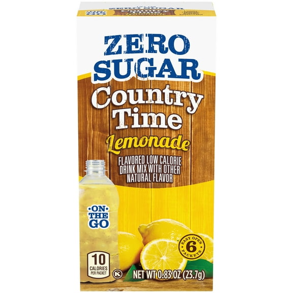 Country Time On-The-Go Powdered Drink Mix, Zero Sugar Lemonade, 6 ct - Packets