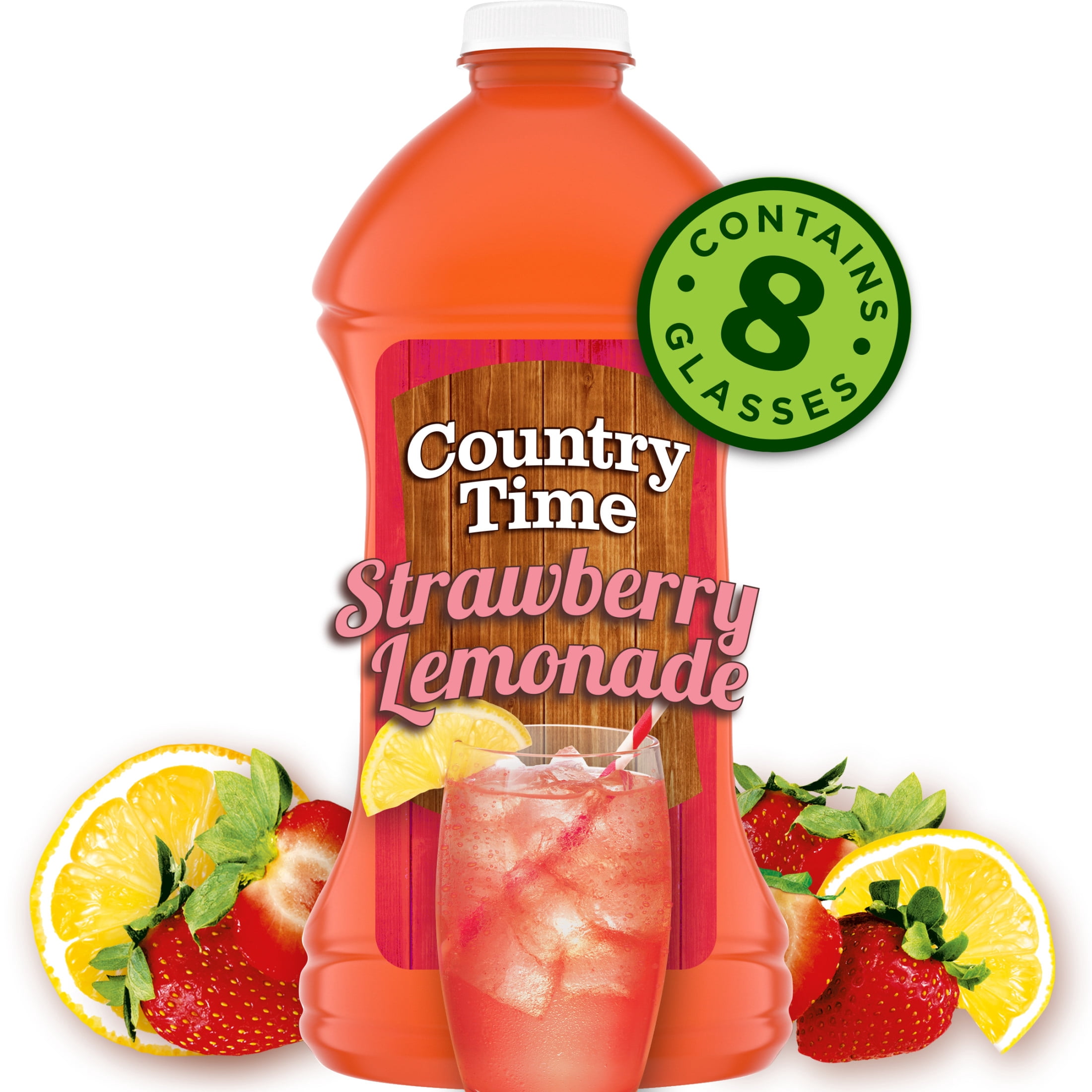 Country Time Artificially Flavored Drink, 1 Bottle, for Flavorful Hydration and Shareable Refreshment, Strawberry Lemonade, No Artificial Sweeteners, Good Source of Vitamin C, 96 oz