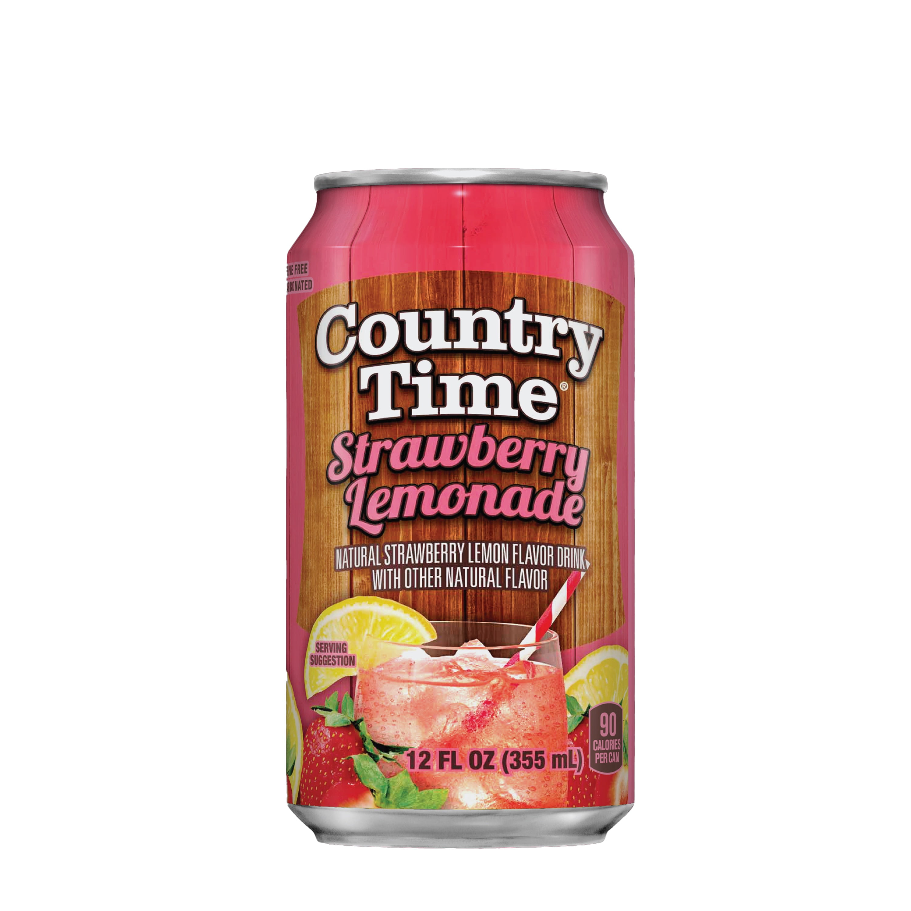 Country Time Strawberry Lemonade Soda Pop, 12 fl oz, 12 Pack Cans, Allergens Not Contained