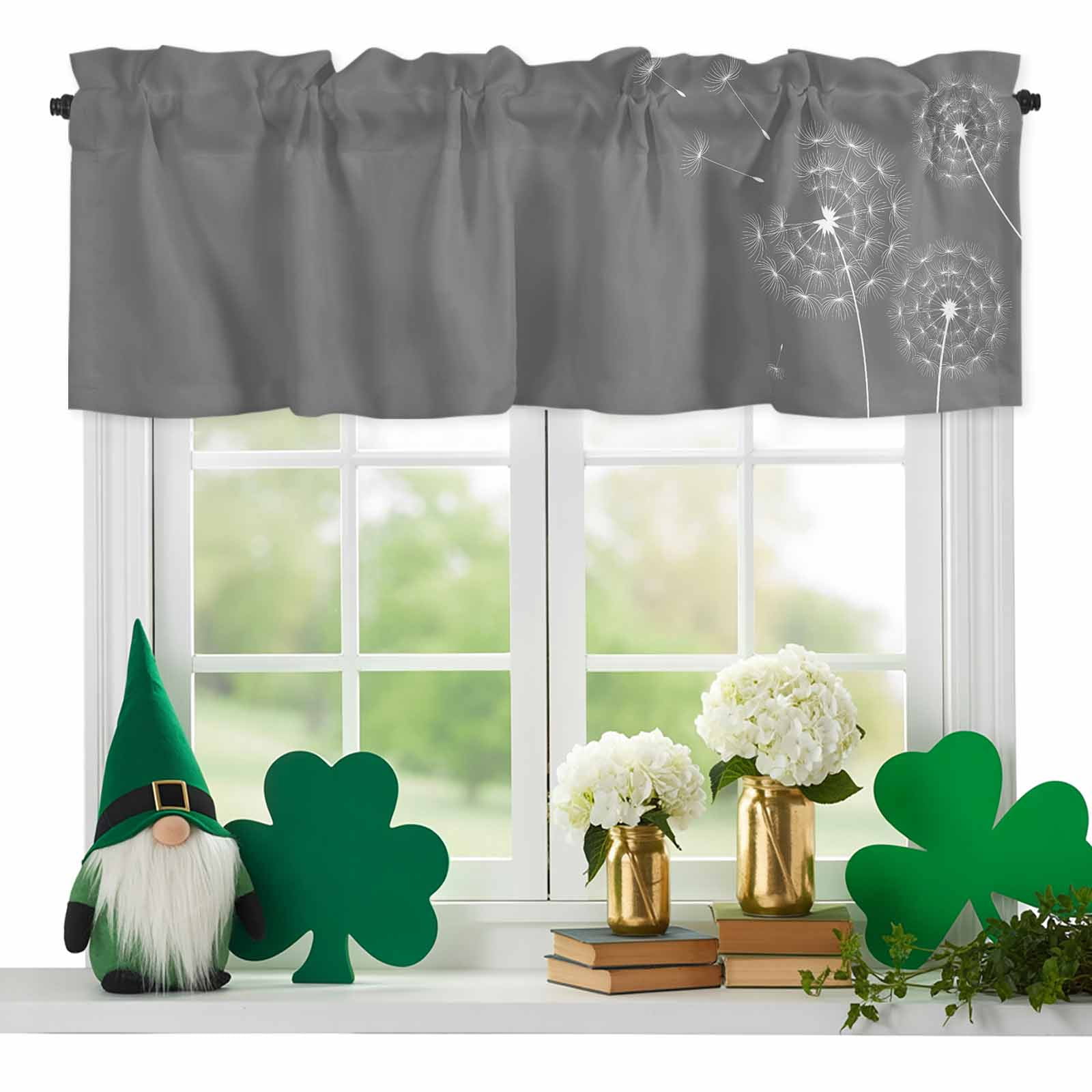 Country Valances for Windows, Elegant Dandelion Blossom Flying Fluffy ...