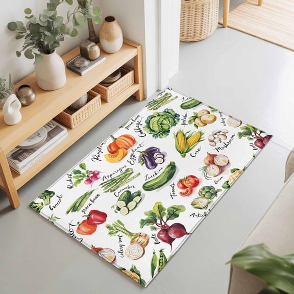 Country Vegetables Rectangle Rug 2'x3' Rustic Farmhouse Plant Theme Washable Area Rugs for Living Room Bedroom Entryway Non Slip Entrance Door Mat Indoor Floor Carpet