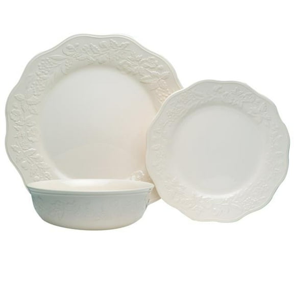 Country Villa Dinner Set, Creamy White - 18 Piece