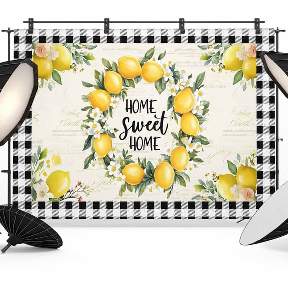 Country Vintage Farm Photography Backdrop 7x5FT, Fruit Yellow Lemon Linen Texture Photo Backdrops, Background for Photography Studio Photo Studio Background, Back Drop for Photoshoot