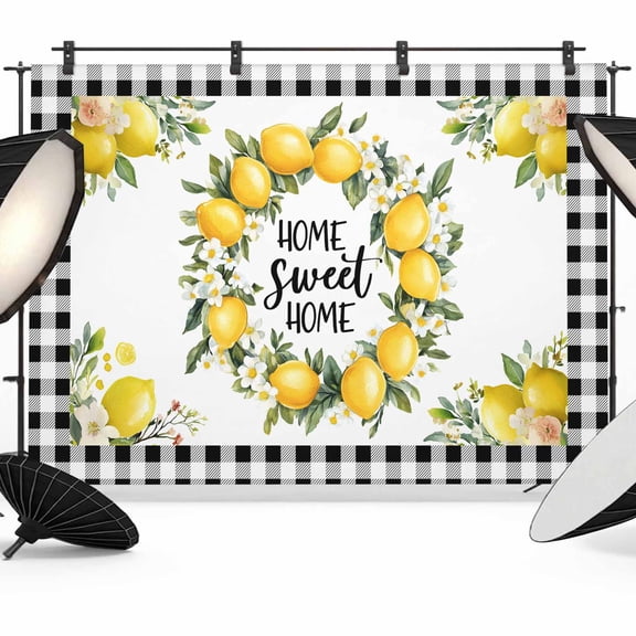 Country Vintage Farm Photography Backdrop 7x5FT, Home Sweet Home Fruit Yellow Lemon Photo Backdrops, Background for Photography Studio Photo Studio Background, Back Drop for Photoshoot