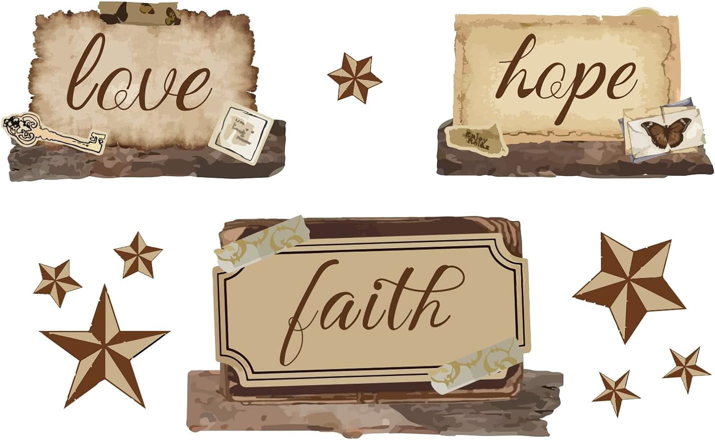 Country Wall Stickers Love Hope Faith Vinyl Wall Decal Inspirational ...