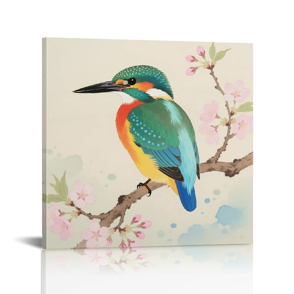 Country Watercolor Hummingbird Floral Art Modern Canvas Prints, Canvas Prints Wall Art, Ready to Hang Ready To Hang Room Home Art Decor