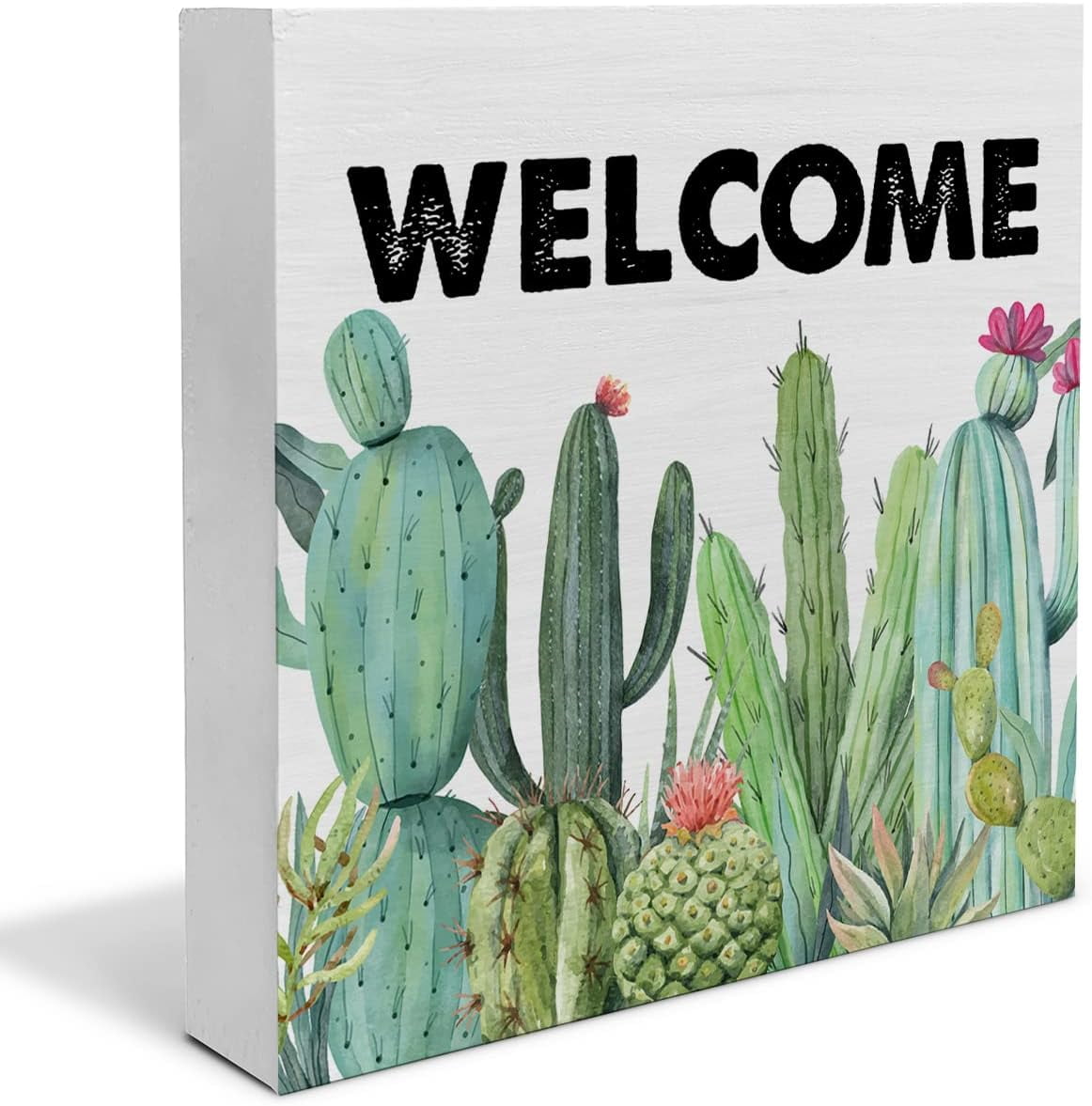 Rustic Cactus Sign Country Welcome Cactus Wood Box Sign Decor Desk Sign Cactus Lover ...
