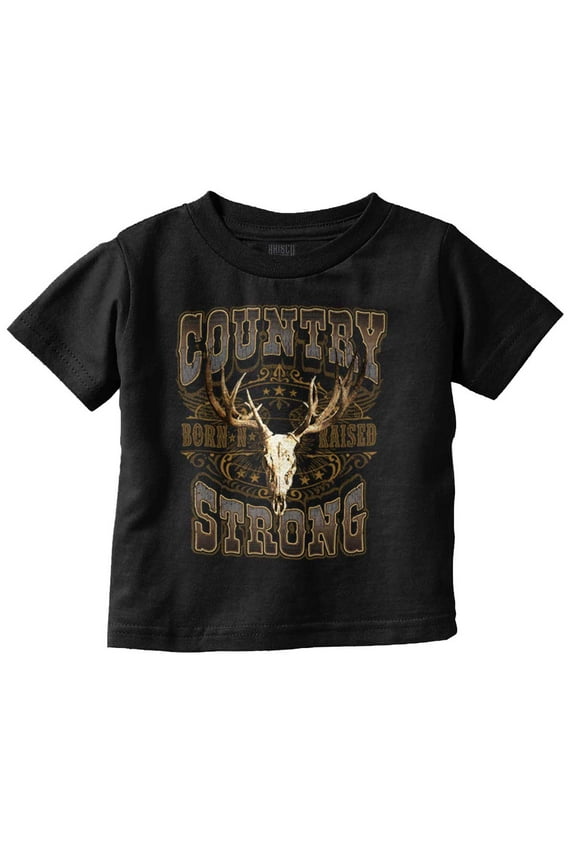 Country Western Born N Raised Skull Toddler Boy Girl T Shirt Infant Toddler Brisco Brands 18M