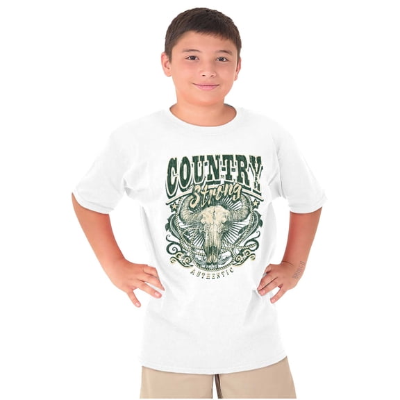 Country Western Bull Animal Skull Crewneck T Shirts Boy Girl Teen Brisco Brands X