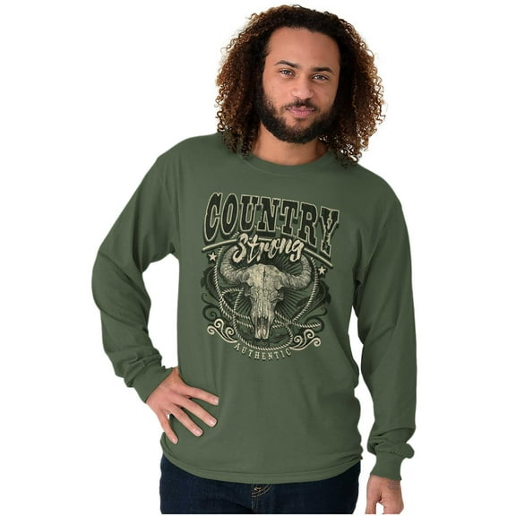 Country Western Bull Animal Skull Long Sleeve TShirt Men Women Brisco Brands X