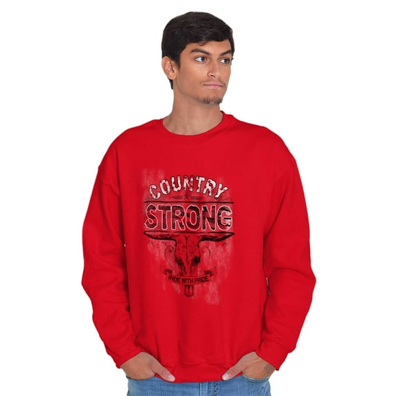 Country Western Cowboy Cow Skull Men's Crewneck Sweatshirt Brisco Brands S