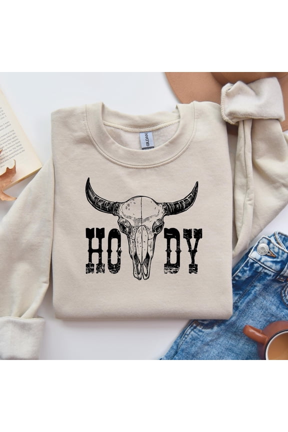 Country Western Howdy Sweatshirt, Western Cowboy Sweater, Ranch Style Jumper, Cowgirl Pullover, Southwest Rodeo Top, Country Music Apparel All Size S-5Xl