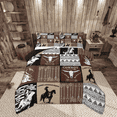 thumbnail image 1 of Country Western King Bedding Set,Tribe Geometry Aztec Comforter Set Cowboy Horse Quilt,Gothic Bull Skull Duvet Insert Cowgirl Southwestern Decor,Black Brown, 1 of 5