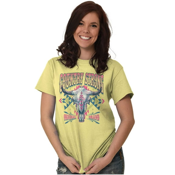 Country Western Tribal Cow Skull Women's Graphic T Shirt Tees Brisco Brands X