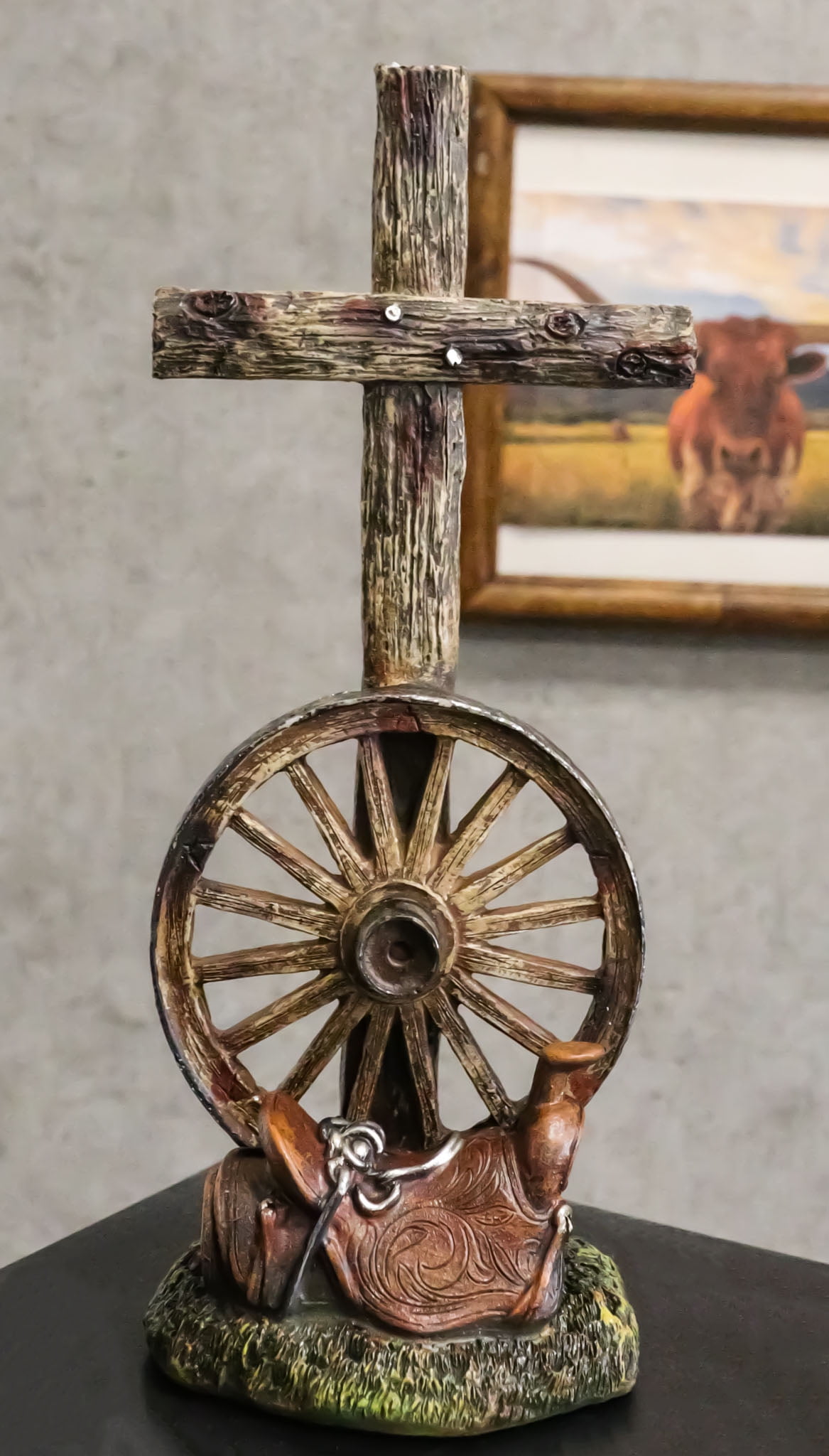 Western Rugged Cross Country Western Wagon Wheel Cowboy Horse Saddle Rugged Cross Desktop ...