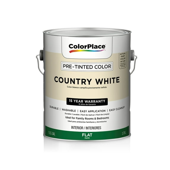 Country White, ColorPlace Pre-Tinted Flat Interior Paint, Gallon