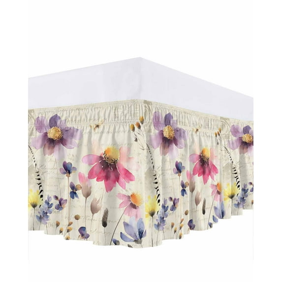 Country WildFlower Bed Skirt Queen Size 16 Inch Drop, Gradient Purple ...