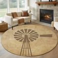 thumbnail image 1 of Country Windmill Round Area Rug 8Ft Washable Large Circle Rugs for Living Room Dorm, Farmhouse Vintage Rustic Farm Barn Non-Slip Carpet Floor Mats Indoor Outdoor Carpet Runner Aesthetic Home Decor, 1 of 8