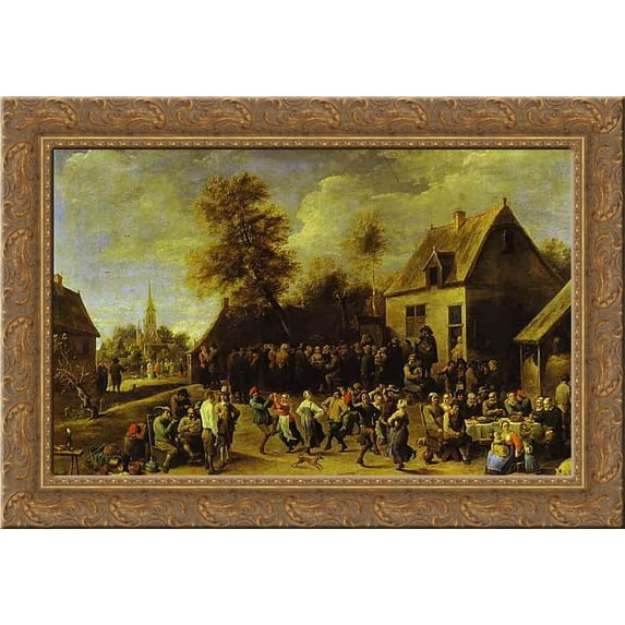 Country celebration 24x18 Gold Ornate Wood Framed Canvas Art by David Teniers the Younger