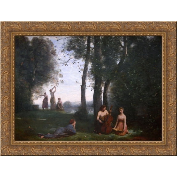 Country concert 24x18 Gold Ornate Wood Framed Canvas Art by Camille Corot