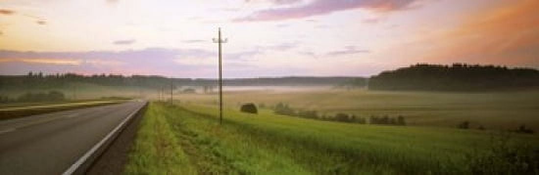 Country road passing through a field Finland Canvas Art - Panoramic Images (18 x 6)