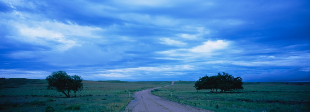 Country road passing through a landscape Kansas USA Canvas Art - Panoramic Images (27 x 9)