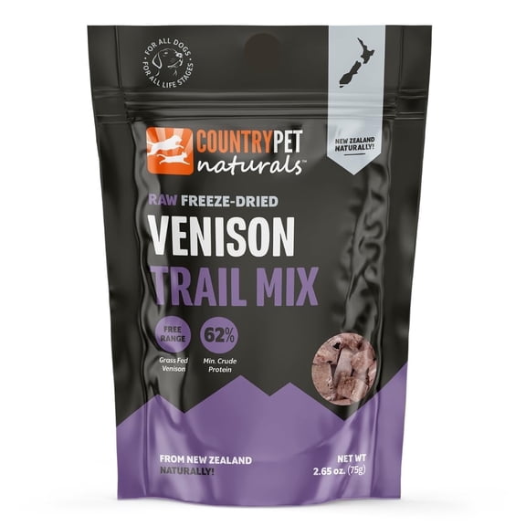 CountryPet Naturals New Zealand Raw Freeze-Dried Venison Pure Protein Treats (Lung, Spleen & Kidney). Grass-Fed 2.7oz