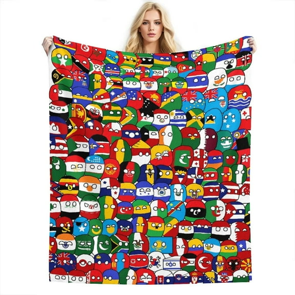 Countryball Polandball Throw Blanket Flannel Fleece Soft Cozy Lightweight Microfiber Blanket All Season Plush Throw Blanket for Couch Bed Sofa